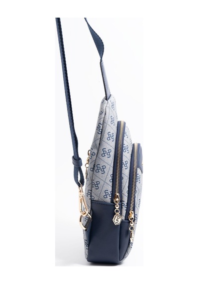 Silver Polo Sp959 Kadın Vücut Çantası Monogram Gri-lacivert Gri - Lacivert