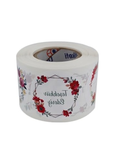 Kendinden Yapışkanlı Teşekkür Ederiz Etiketi - 50mm Çap, 500 Adet Rulo 124-Pembe