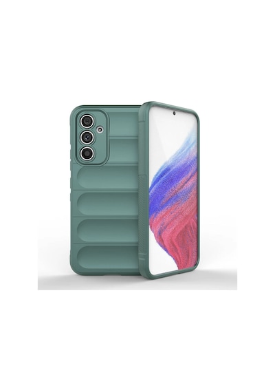 Samsung Galaxy Uyumlu A54 Kılıf Esnek Tpu Oyuklu Arka Yüzey Tasarımlı Zore Etnik Silikon Kapak Koyu Yeşil