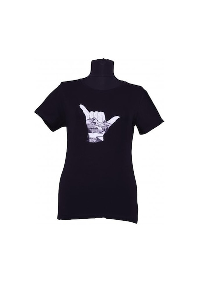 El Baskılı Kadın T-shirt Siyah