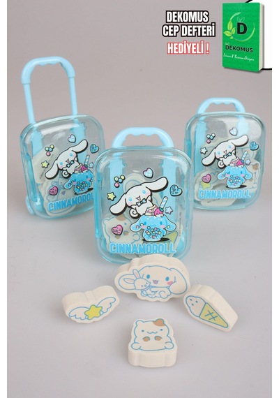 X Dekomus Lisanslı Cinnamoroll Çekçekli Bavul 4'lü Silgi Tek Adet Altın