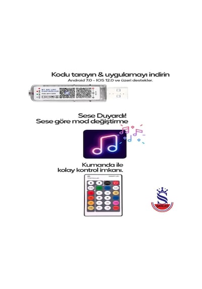 Sese Ve Müziğe Duyarlı Bluetooth Özellikli Rgb Şerit Led - 10 Metre 5050 Smd Iç Mekan 3 Çip Diğer