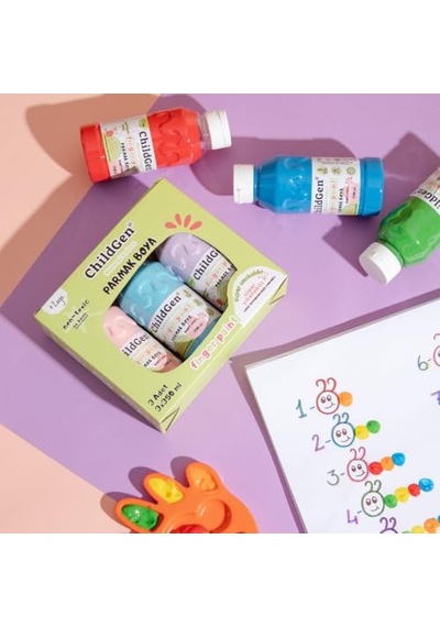 Süper Yıkanabilir 3'lü Parmak Boya Seti 3x350ml Pembe-mavi-mor Genel