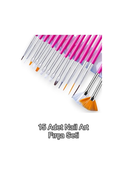 15 Adet Nail Art Dizayn Ve Jel Fırça Seti Tırnak Süsleme Fırça Seti Rose