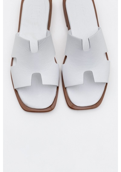 Luvishoes Luvi Shoes Jez Beyaz Cilt Hakiki Deri Kadın Terlik Beyaz