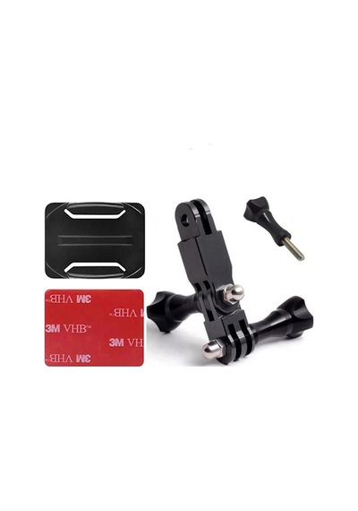Gplus Bs07kv 7 Parça Oval Zemin Kavisli Yüzey Vidalı 3 Yollu Aksiyon Kamera Uyumlu 3m Yapışkan Motor Kask Bağlantı Seti Siyah