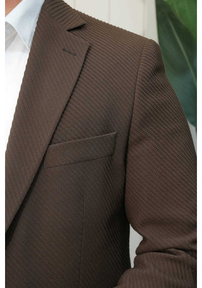 Bys Beystil Sivri Yaka Koyu Kahve Ceket 351- Slim Fit