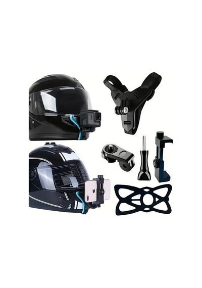Kask Çene Telefon Ve Aksiyon Kamera Tutucu Siyah
