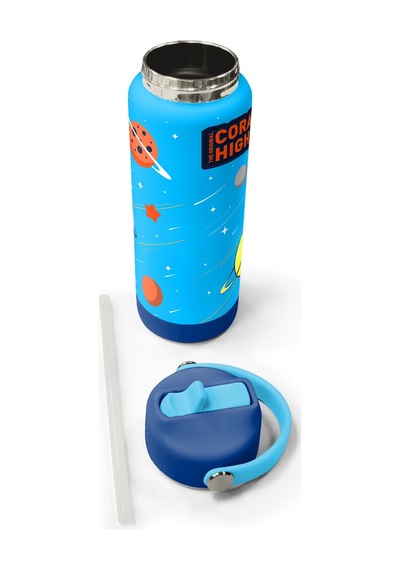 Coral High Lacivert Mavi Astronot Desenli Katlanır Ağızlıklı Çelik Termos 650 Ml 38389 Lacivert