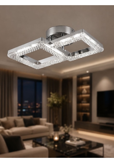LumiaLighting Yakamoz Model 2"li Gümüş 3 Renk Modu Ledli Modern Tavana Sıfır Salon Mutfak Çocuk Yatak Odası Led Avize