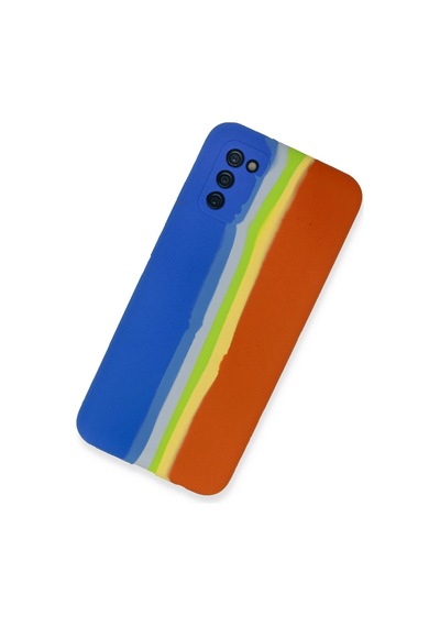 Gld-spt- Newface Samsung Uyumlu Galaxy A03s Kılıf Ebruli Lansman Silikon - Mavi-turuncu