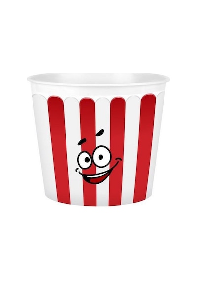 3 Adet Mısır Cips Kovası Renkli Plastik Popcorn Kasesi