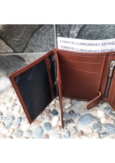 Gvnbag Hakiki Deri Erkek Bozuk Para Gözlü Taba Mini Cüzdan Gvn-0131