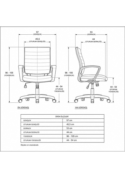 Rigel 55100 Ergonomik Ofis Koltuğu, Yükseklik Ayarlı, Temizlenebilir Kumaş, Çalışma Koltuğu Diğer