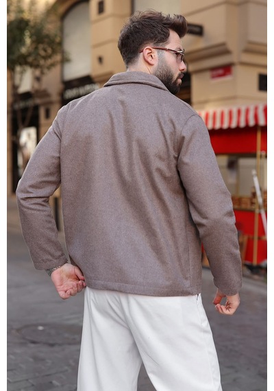 Madmext Camel Fermuarlı Astarlı Kaşe Erkek Ceket E7207