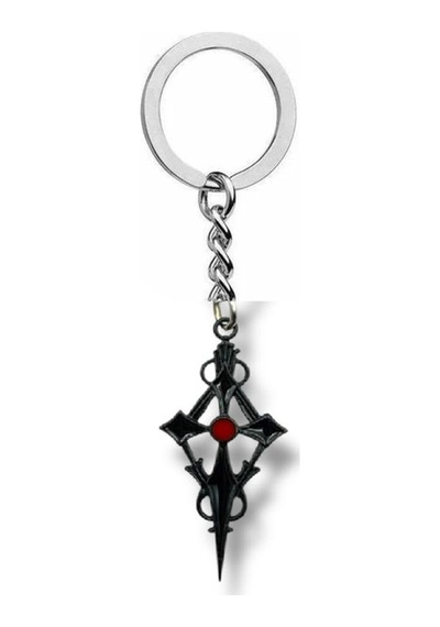 Siyah Renk Kırmızı Mineli Haç Anahtarlık Metal Takı, Gotik & Alternatif Stil