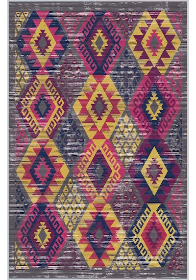 Rovigo Home Dijital Baskı Yıkanabilir Kaymaz Taban Salon Halısı RVG1617 Çok Renkli