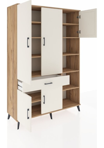 Hyperion Dolap 10 Raflı Tek Çekmeceli 5 Kapaklı 132x44x195 Çam-aytaşı/aytaşı Aytası/aytası