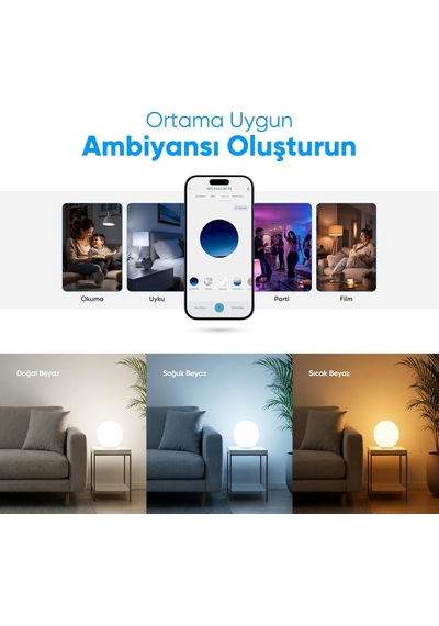 Şımart Akıllı Rgb Led Ampul Wi-fi 16m Renk, Uzaktan Kontrol Ve Sesli Asistan Uyumlu Diğer