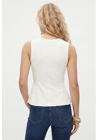 Ritnice Kadın Rowe %100 Pamuk Peplum Sıfır Kol Ekru Bluz