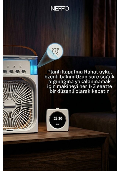 600 Ml Buharlı Serinletici Fan Taşınabilir Mini Klima Fanı Led Işıklı Hava Soğutucu