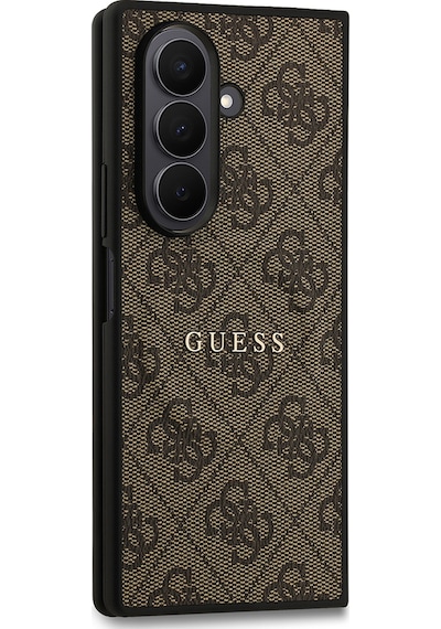 Galaxy Z Fold 7 Uyumlu Kılıf Guess Lisanslı M-safe Özellikli 4g Desen Yazı Logolu Kapak Kahverengi