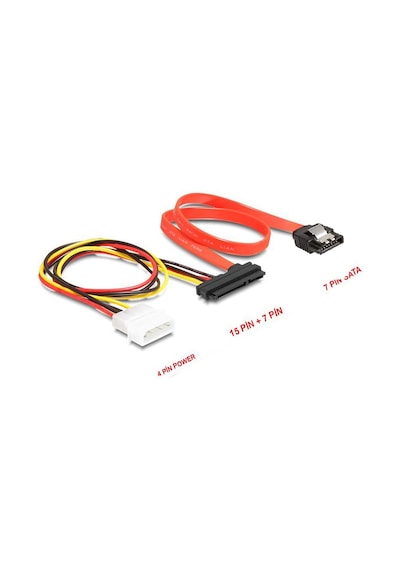 Sata To Sata Kablo 22 Pin To 7 Pin + 4 Pin Molex Power Kablo