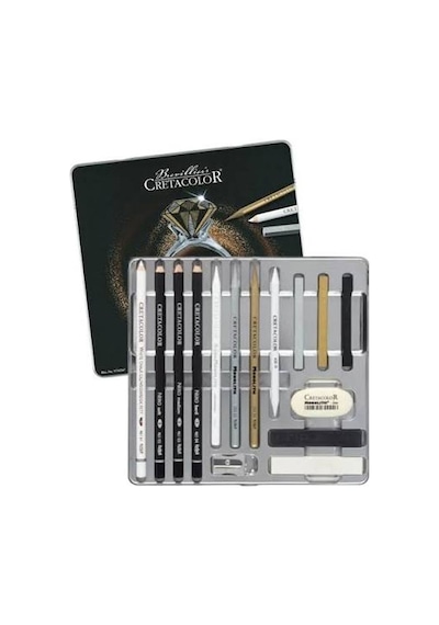 Cretacolor Diamond Box Luxury Drawing Premium Çizim Seti 15 Parça Metal Kutu 40047