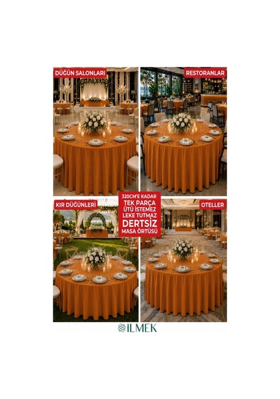 Dertsiz Yuvarlak Masa Örtüsü 280-300-320 Cm Geniş En Dikişsiz Düğün Davet Organizasyon Otel Restoran Kiremit Kiremit Dertsiz Yuvarlak Masa Örtüsü 280-300-320 Cm Geniş En Dikişsiz Düğün Davet Organizasyon Otel Restoran Kiremit Kiremit