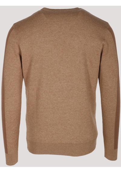 Erkek Triko Camel Bisiklet Yaka Desenli Slim Fit Pamuklu Kazak Ncs Jeans 3740-camel Camel