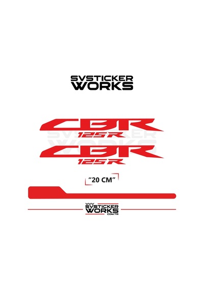 Honda Cbr 125r Sticker Uyumlu Yazı Yüksek Kalite Özel Kesim Folyo 2'li Set Kırmızı