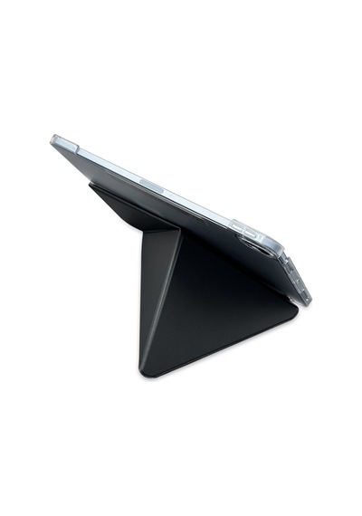 Apple Uyumlu iPad, Air 13 2025 Raptic Clear Folio Airbagli Şeffaf Kapaklı Katlanabilir Standlı Kılıf Siyah