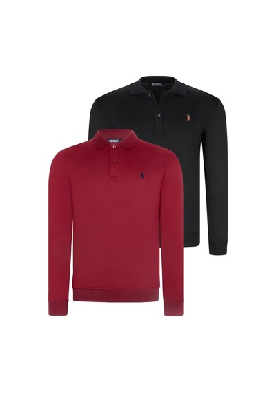 İkili Set V4007 Dewberry Erkek Sweatshırt-siyah-bordo Siyah-bordo