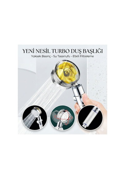 Duş Başlığı Turbo Pervaneli Serinletici Tasarım Hmngoxxtptprp Diğer