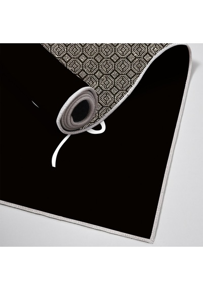 Dijital Kaymaz Yıkanabilir Mutfak Banyo Salon Paspas Halısı Trend Modern Al4012 Siyah