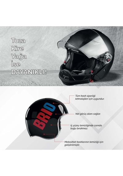 Brio Motosiklet Kask İçi, Kask Camı Temizleme Spreyi 200ml 2'li Paket