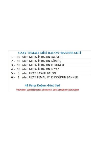 Uzay Temalı Balon+banner Seti 2