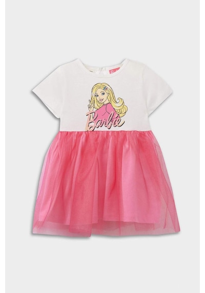 DeFacto Kız Bebek Barbie Kısa Kollu Yazlık Tül Elbise F0529A525SMER105