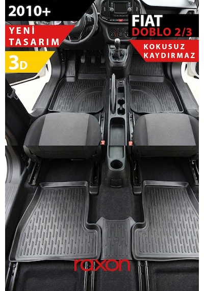 Fiat Doblo 2010+ 2-3 3d Havuzlu Paspas Tam Uyumlu Su Geçirmez, Kaymaz