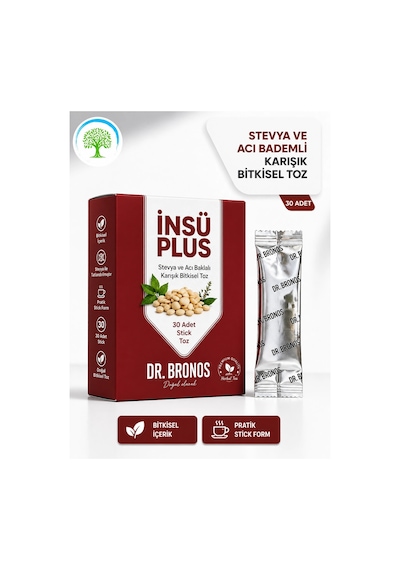 Çareburada Dr. Bronos İnsü Plus Stevya Ve Acı Baklalı Karışık Bitkisel Toz 30 Stick