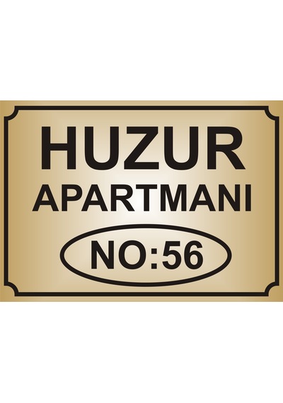 Apartman İsim Tabelası Aliminyum AYNALI Gold  Metal Levha