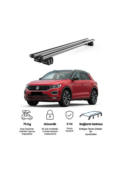 Pençe Volkswagen T-roc 2017 Ve Sonrası Uyumlu Gri Ara Atkı Port Bagaj Tavan Barı