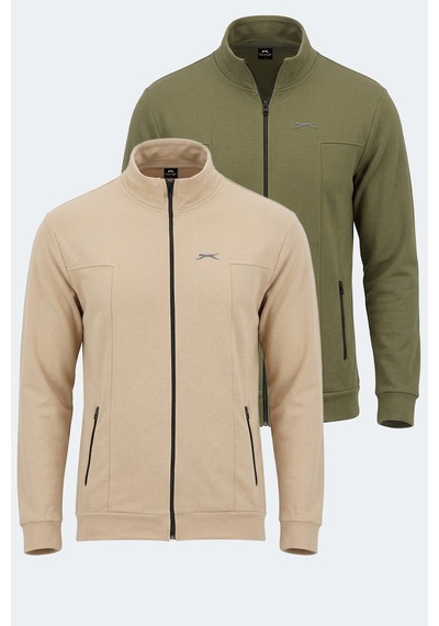 Slazenger Kagısona 2 Li Set Erkek Sweatshırt Bej - Haki