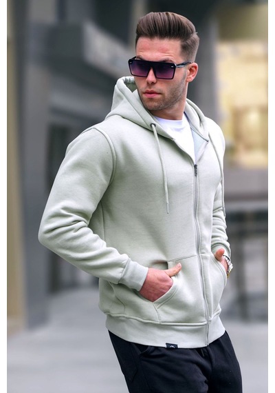 Madmext Mint Yeşili Kapüşonlu Regular Fit Erkek Sweatshirt 6033 Mint Yeşili