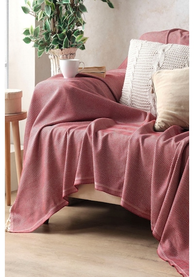 Miracolo Home Bordo Pamuklu Dekoratif Koltuk Örtüsü 170x230 Boyutlu Optimal Kaymaz Tasarım
