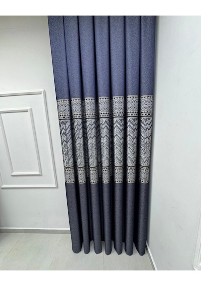 Nivemeshome Avşa Desen:632349 502 Lacivert 1/3 Sık Pile Fon Perde Apm Lacivert
