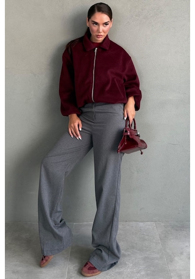 Madmext Bordo Kaşe Bomber Kadın Ceket Mg2902