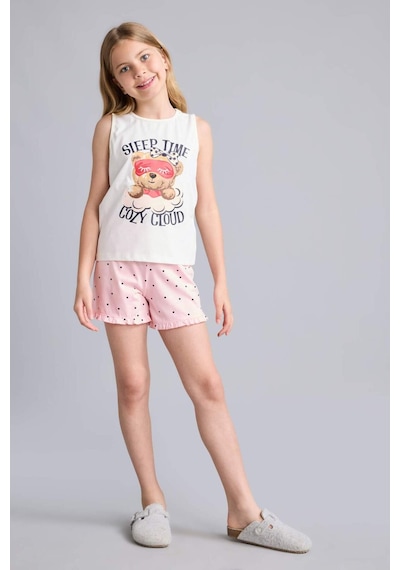 Defacto Kolsuz Ayıcıklı Regular Fıt 2li Ecru Pijama Takımı Kız Çocuk H8112a826smer105 Ekru-er105