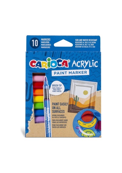 Fırça Uçlu Akrilik Paint Marker, 10'lu Renkli Set
