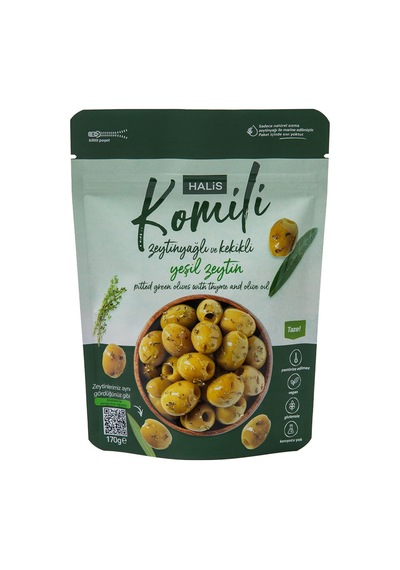 3 Adet Halis Komili Çekirdeksiz Zeytinyağlı Kekikli Yeşil Zeytin 170 G